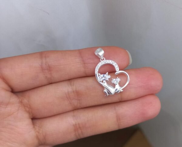 Colgante Gato, Mascota Corazón Plata 925 - Imagen 2