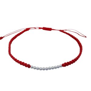 Pulsera Hilo Rojo Mostacillas Plata 925
