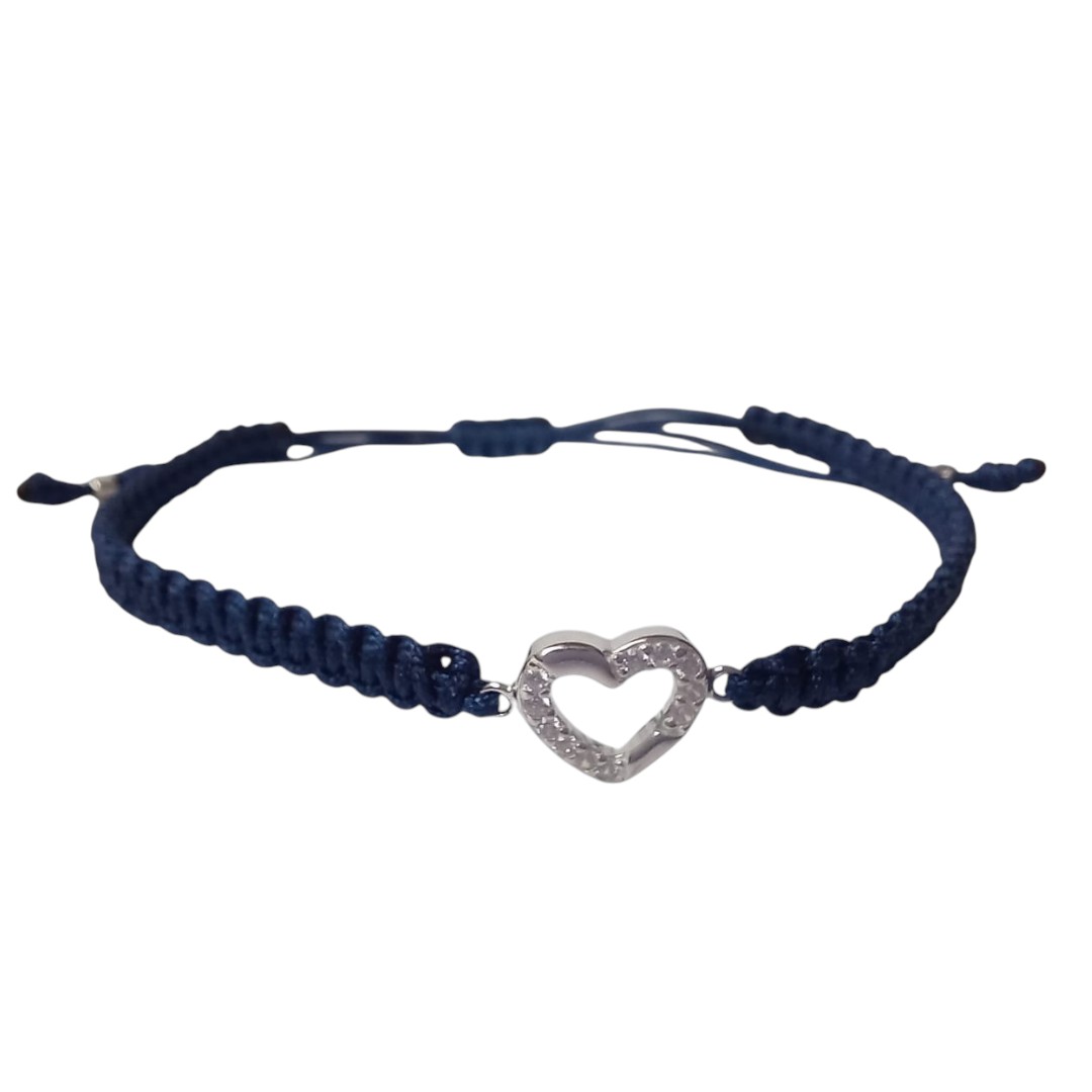 Pulsera Hilo Corazón Azul