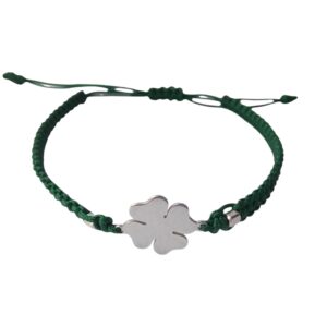 Pulsera Hilo Verde Trébol 4 Hojas