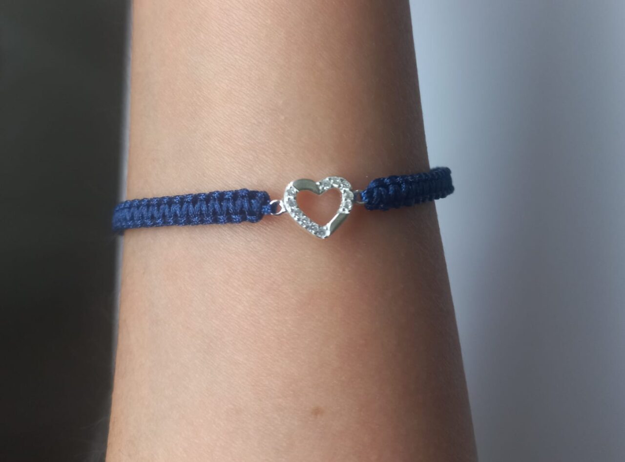 Pulsera Hilo Corazón Azul - Imagen 3